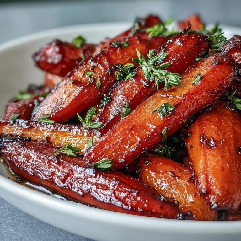 A vibrant platter of Honey Glazed Roasted Carrots with Thyme, their edges crisped and golden, ready to elevate any holiday table.