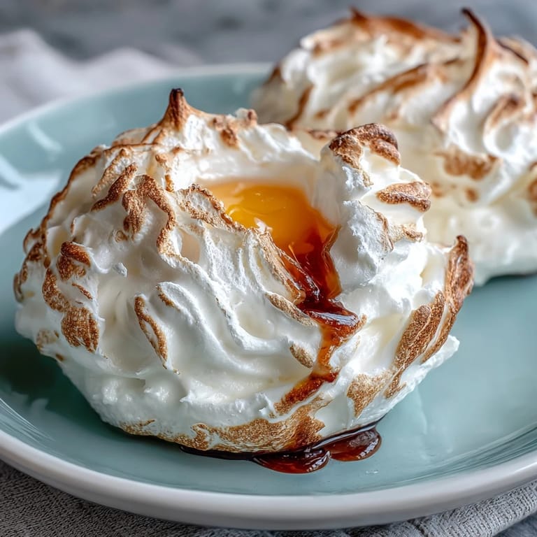 Golden cloud eggs with just-set yolks, a whimsical and gluten-free breakfast topped with herbs and cheese.