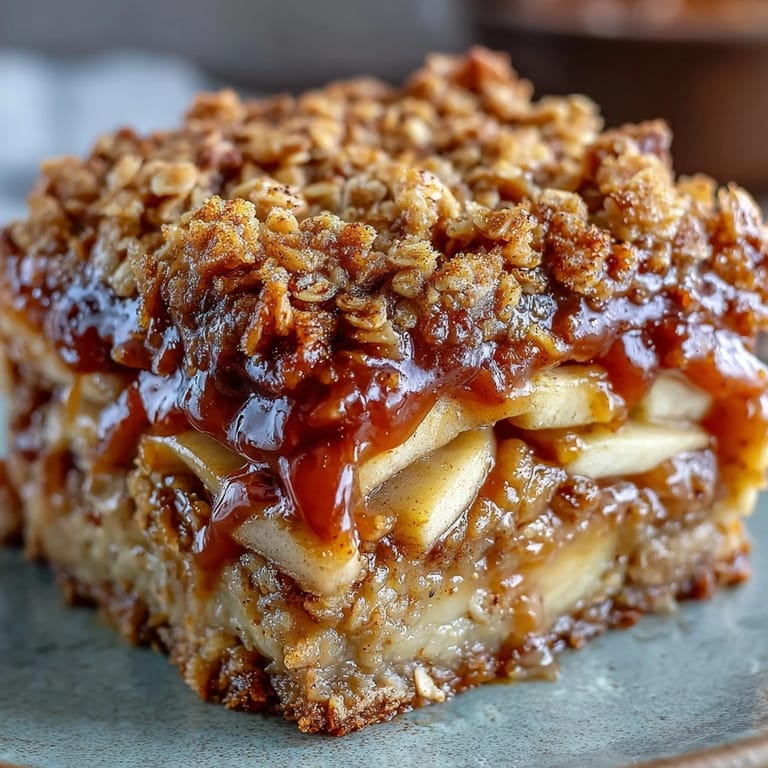 Golden Father's Day Whiskey Caramel Apple Crisp, a comforting dessert with an oat crumble topping.