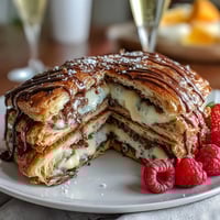 Vibrant Mother's Day brunch board with assorted pastries, fresh berries, and mimosas for a festive celebration.