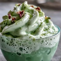 Gourmet Mother's Day Iced Matcha Latte, layered with creamy vanilla cold foam.